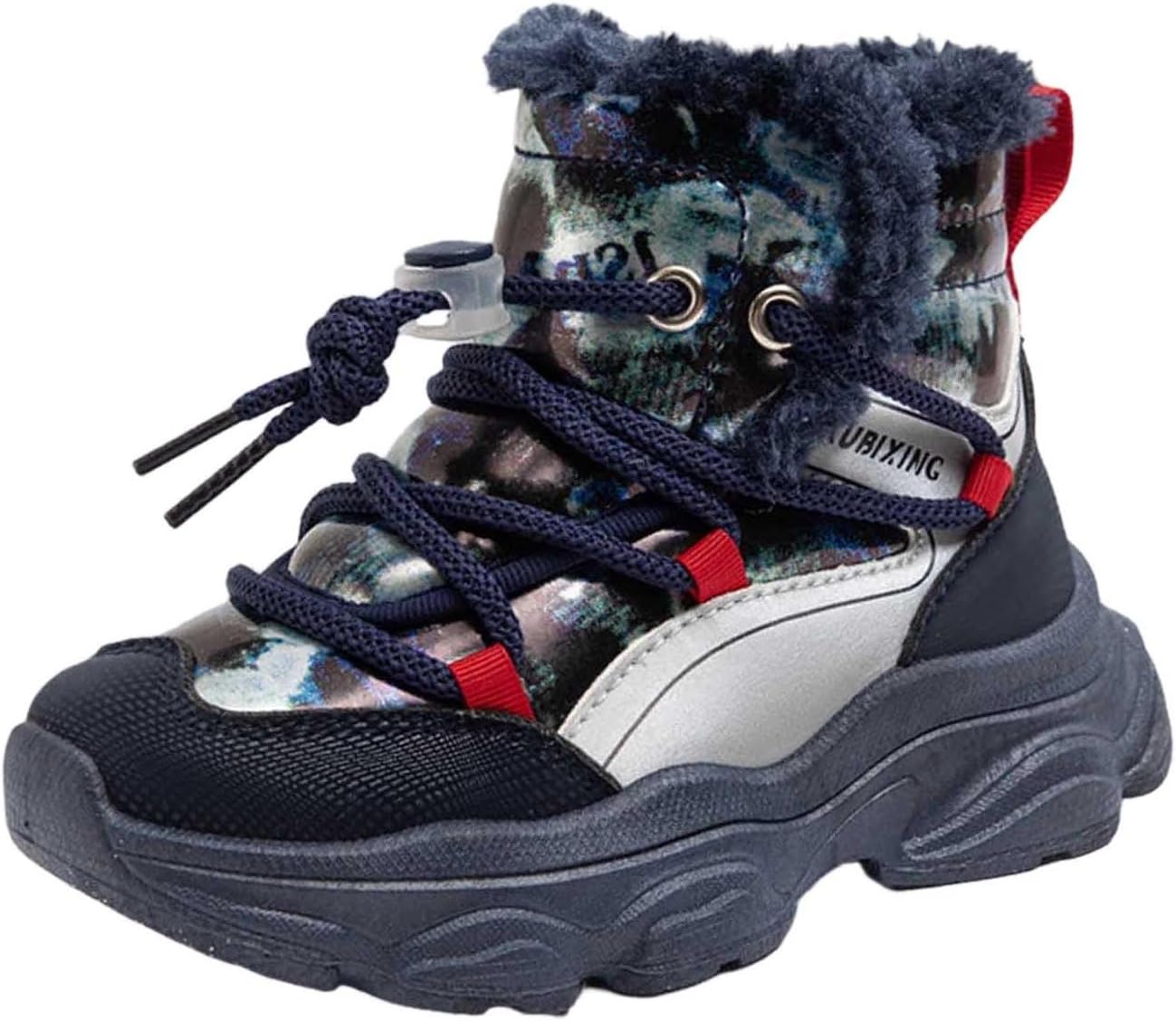 

Мужские зимние ботинки для мальчиков с теплой подкладкой из искусственного меха, противоскользящие кроссовки на шнуровке, ботильоны для холодной погоды Generic, Blue