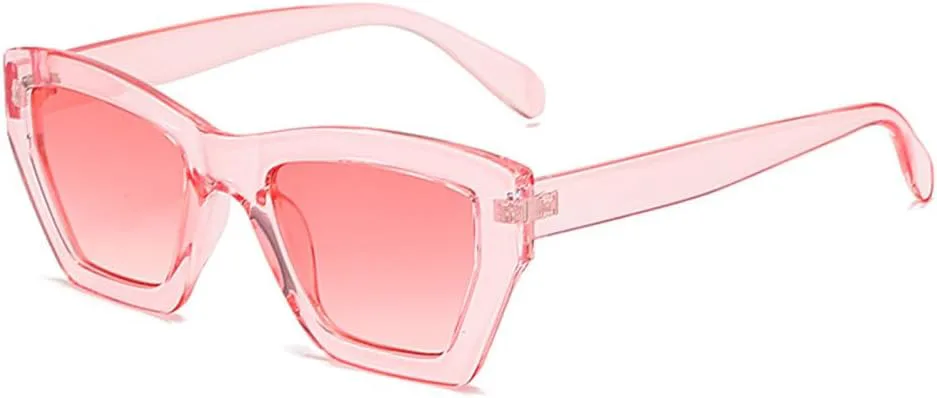 

Ретро солнцезащитные очки для женщин, очки «кошачий глаз», желейно-зеленые очки, мужские солнцезащитные очки UV400, многоугольные, квадратные MTZJH, Pink