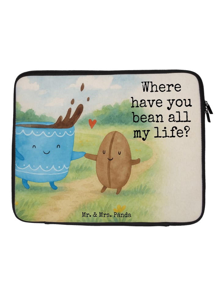

Mr. & Mrs. Panda Сумка для ноутбука с рисунком кофейных зерен и надписью белого цвета