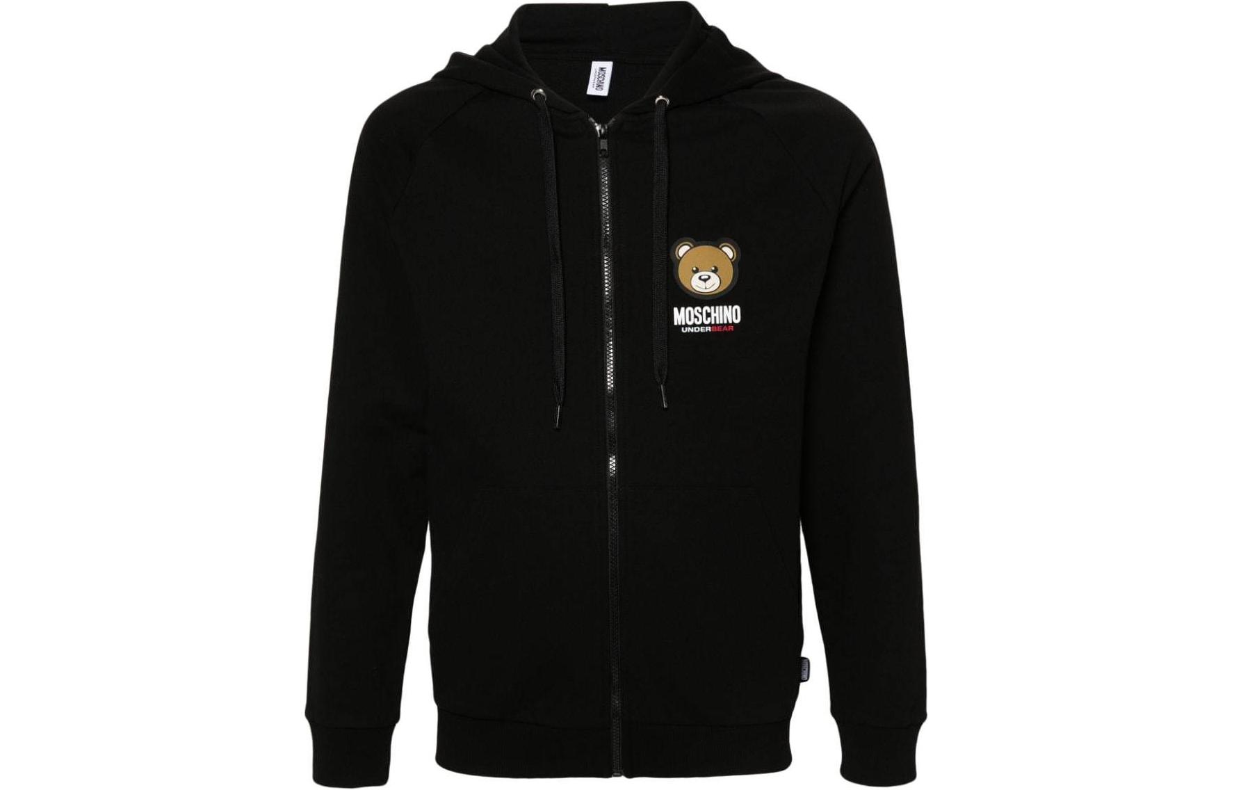 

Москвино Толстовка с молнией и аппликацией в виде мишки, черная