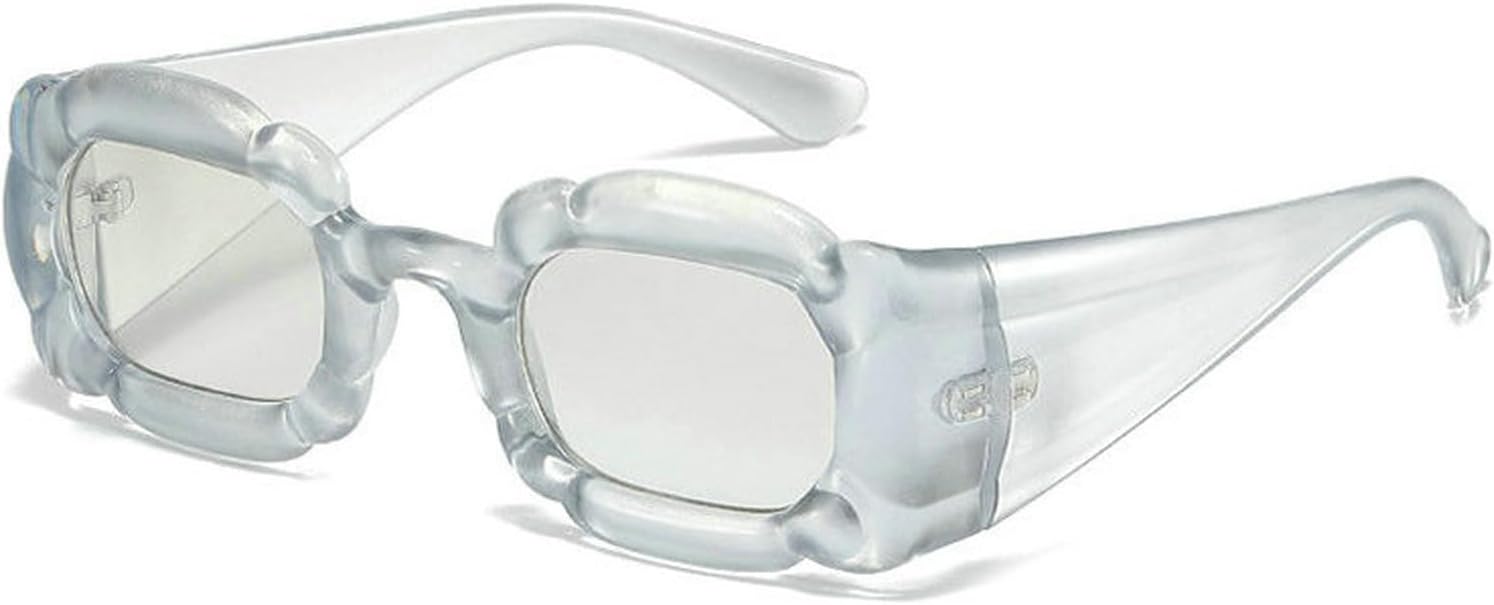 

Солнцезащитные очки COTIA Unique Square Y2K для женщин и мужчин, модные панк-очки с надувным дизайном, конфетного цвета, нестандартной формы и широкими дужками, Silver