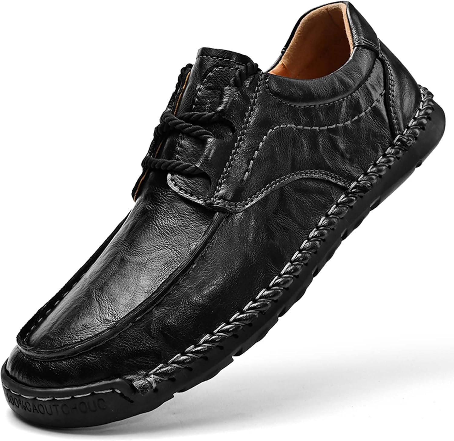 

Мужские кожаные повседневные туфли, дышащие и удобные, мужские прогулочные кроссовки, легкие лоферы, офисная бизнес-повседневная обувь, ручная сшивка, мужские размеры 5-14 US Generic, черный