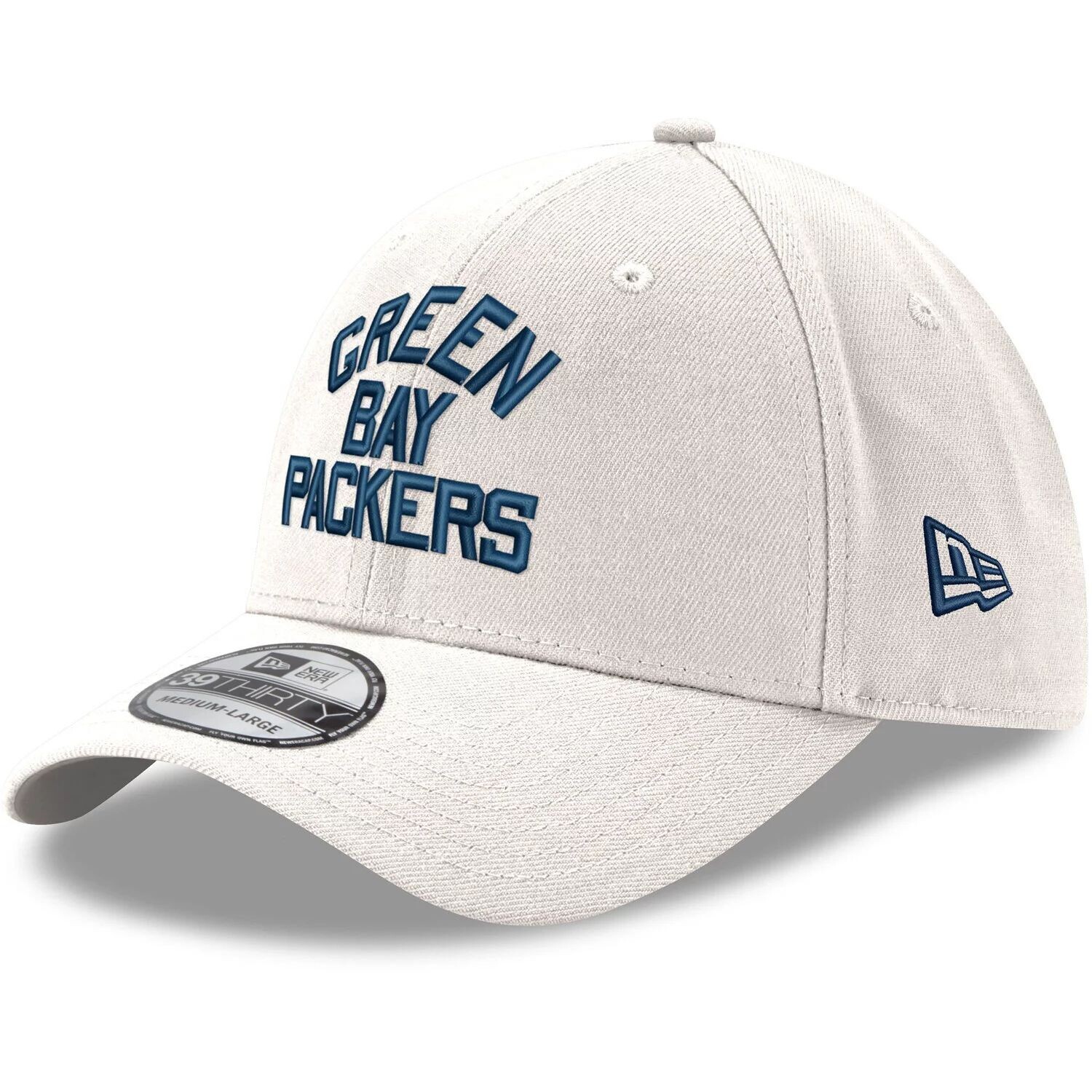 

Мужская кепка New Era White Green Bay Packers Wordmark Iced II 39THIRTY Flex Hat