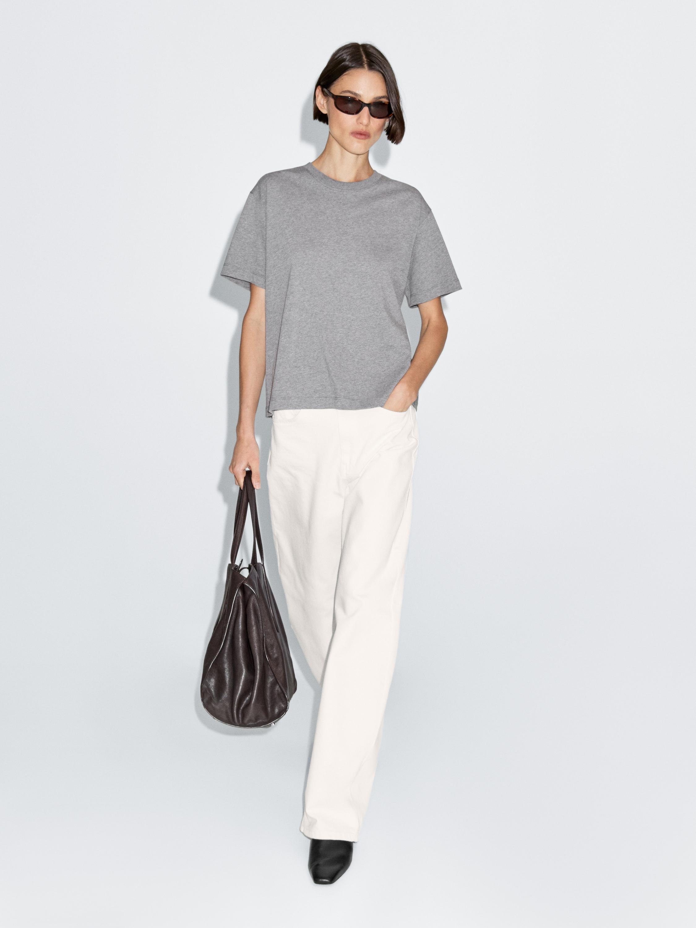 

Футболка с коротким рукавом из 100% хлопка Massimo Dutti, серый