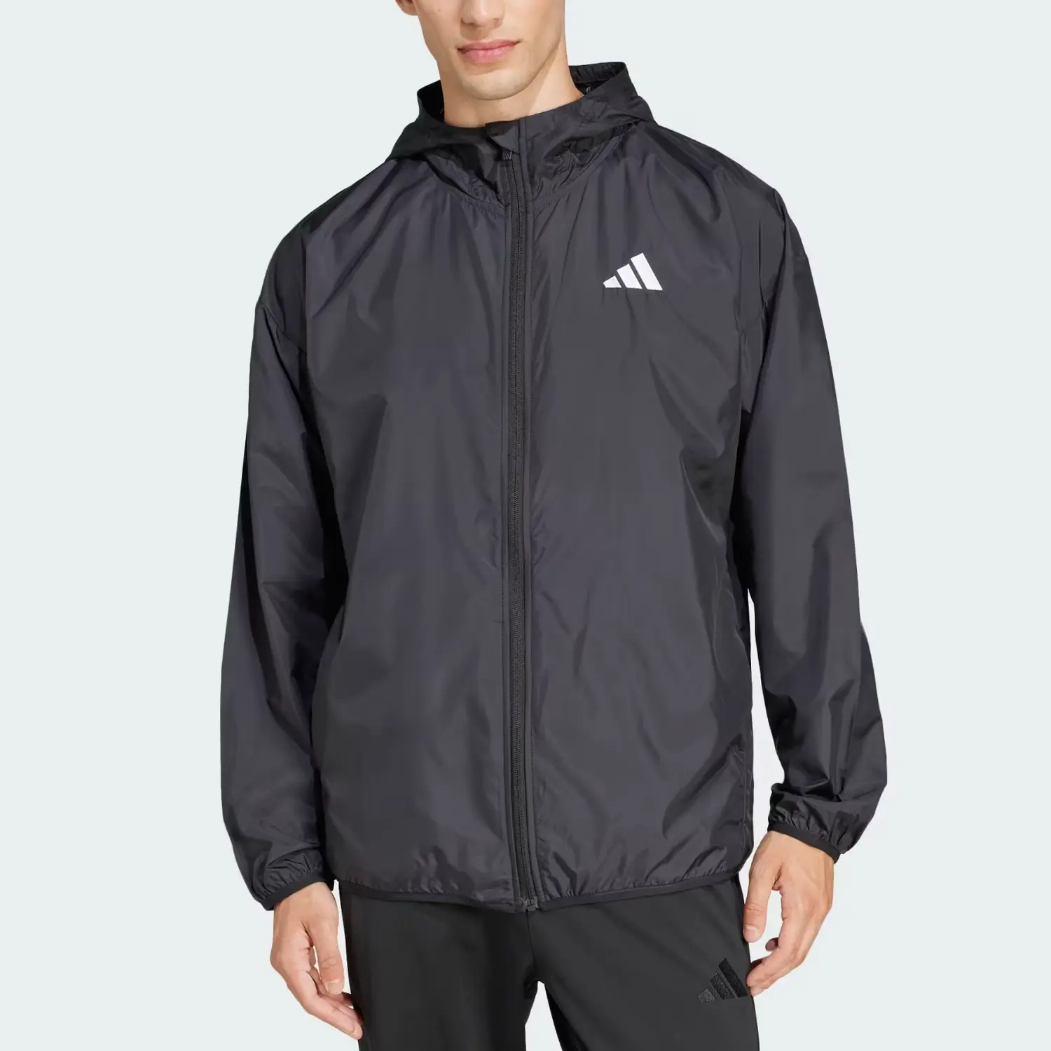 Adidas ЭССЕНШИЛС Спортивный куртка Биг Лого Ткань Мужская Черно-белая, Black/White — фото 3