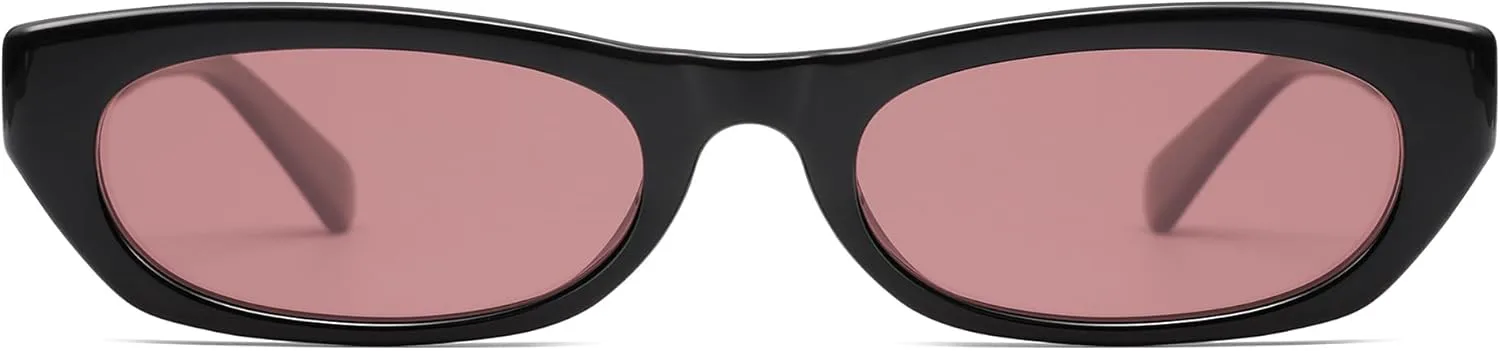 

SOJOS Модные маленькие прямоугольные поляризованные солнцезащитные очки для женщин и мужчин в стиле ретро Y2K, узкие, тонкие, тонкие, модель SJ2363, Shiny Black/Red