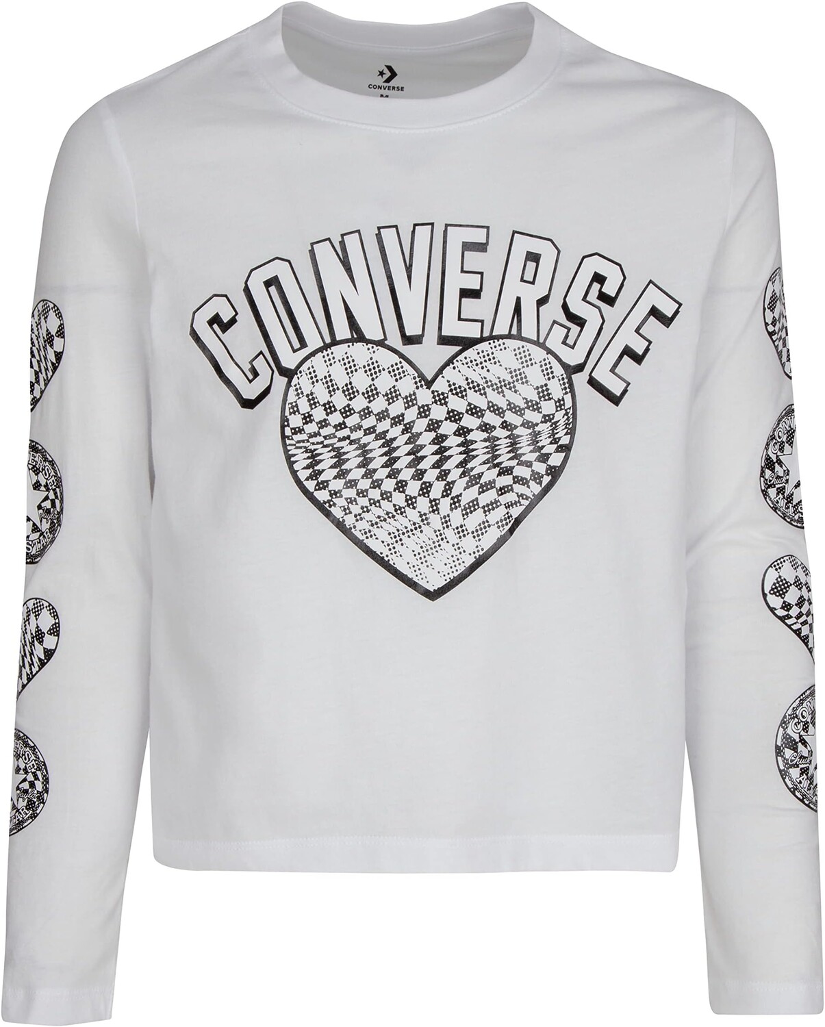 

Топ Converse Kids Long Sleeve Warp Check Heart Top, белый