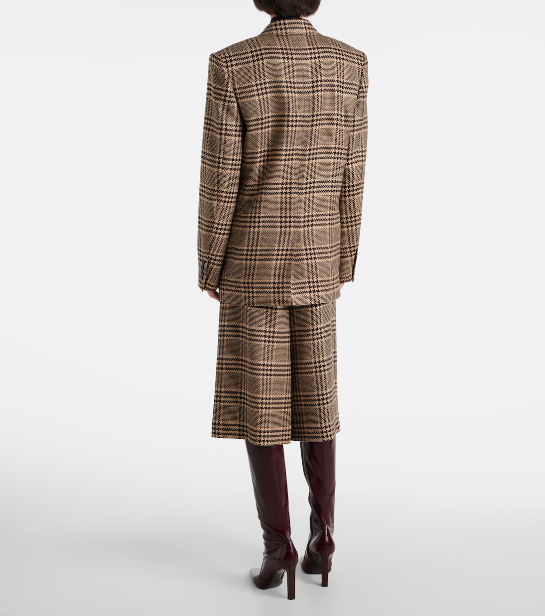 Двубортный блейзер из шелка и кашемира Saint Laurent, Noir Creme Beige — фото 3