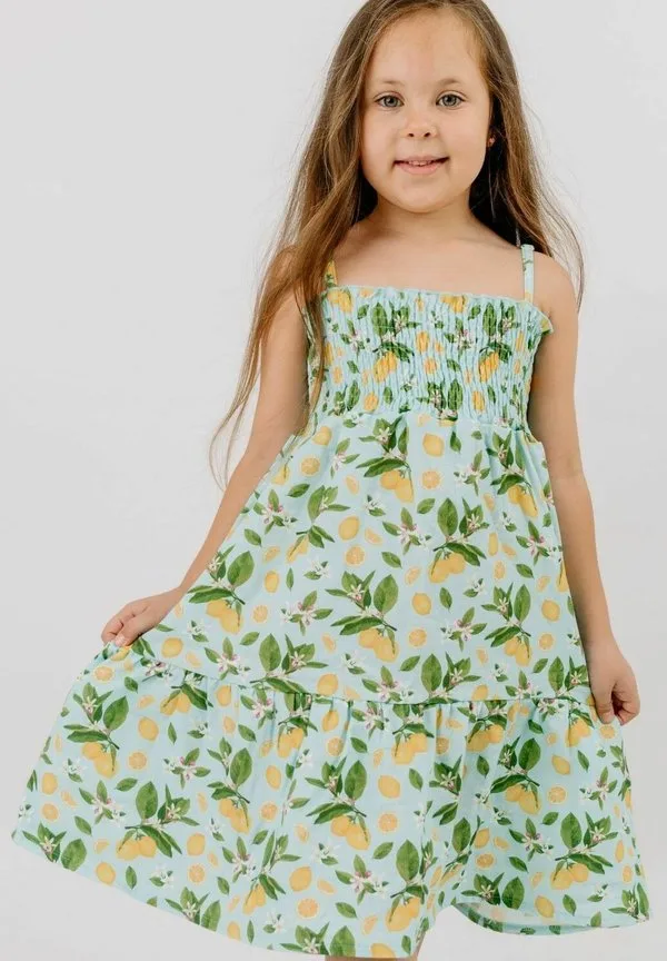 Платье с бретелями в форме цитрусовых, повседневное платье Walkiddy, Yellow