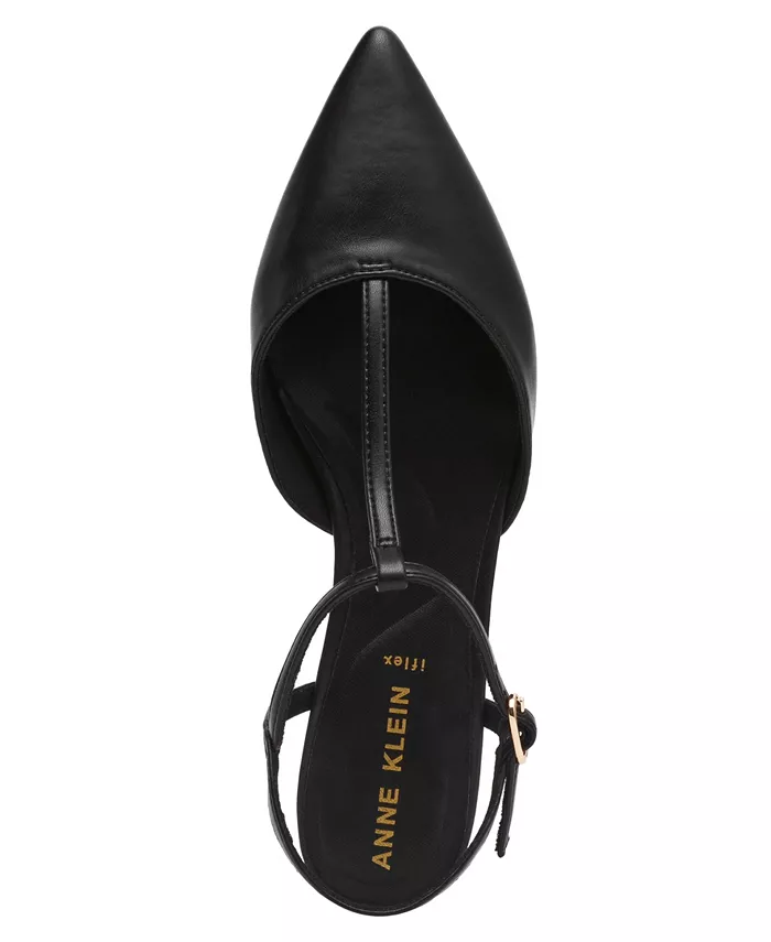 Женские балетки Emily с Т-образным ремешком и открытой пяткой Anne Klein, черный — фото 4