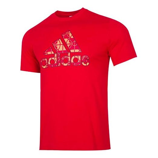 

Футболка men's cny large logo round neck pullover basketball sports short sleeve red t-shirt Adidas, красный