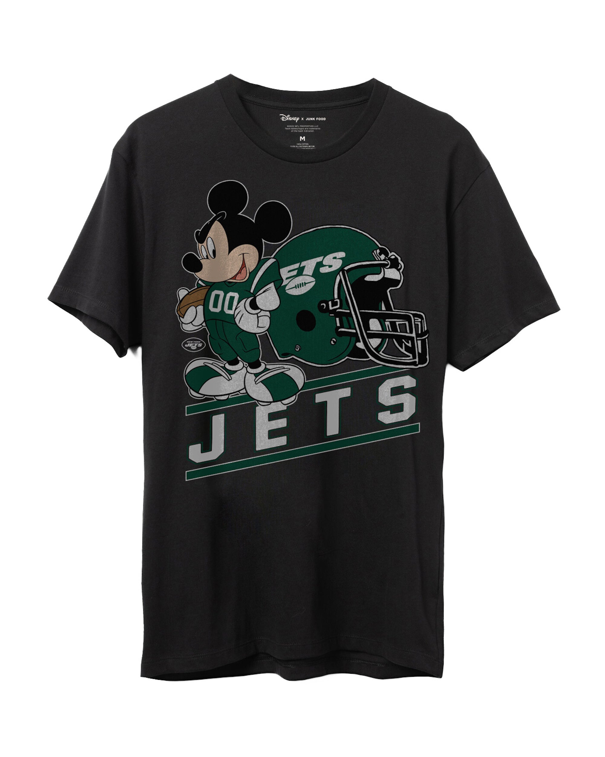 

Футболка фаната Jets Disney Mickey Came to Play Junk Food Clothing, черный