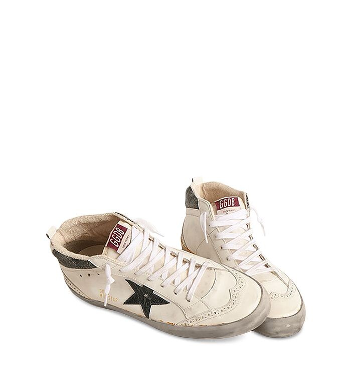 Мужские кроссовки Golden Goose Mid Star со шнуровкой и кончиками крыльев, слоновая кость/кремовый — фото 2