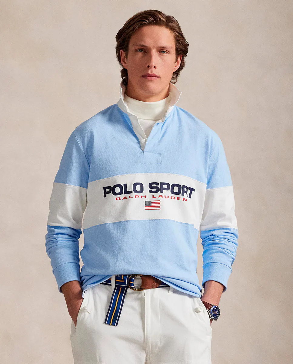 

Унисекс Регбийная рубашка-поло из хлопка, стандартный крой Polo Ralph Lauren, цвет Azul Cielo