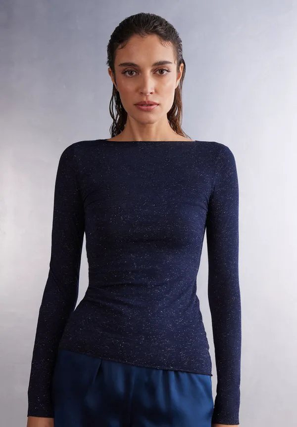

Сверхлегкая футболка с длинными рукавами Intimissimi, Blau Intense Blue Lamé, Синий, Сверхлегкая футболка с длинными рукавами Intimissimi, Blau Intense Blue Lamé