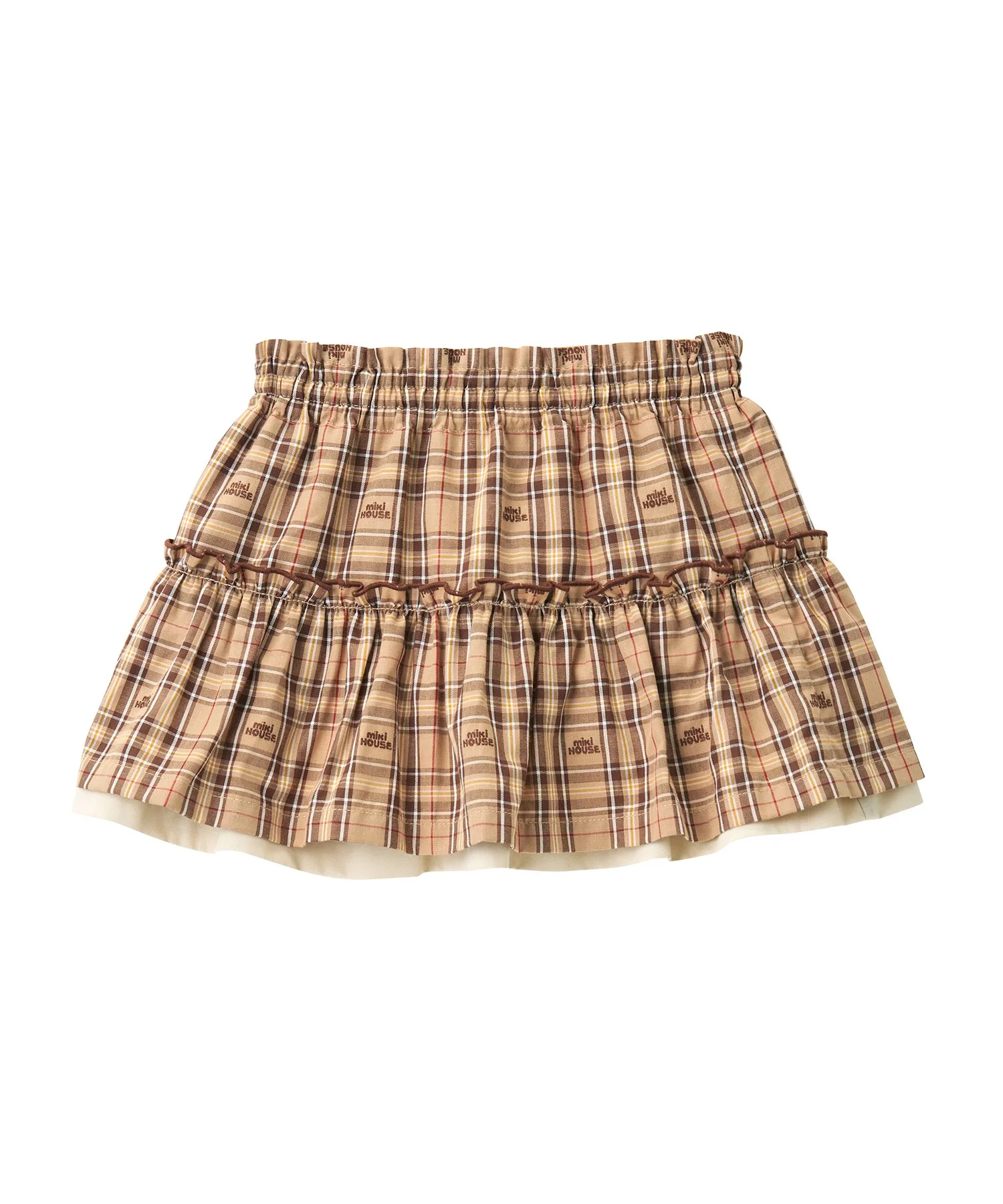 Детская reversible skirt из джинса и клетки Miki House beige