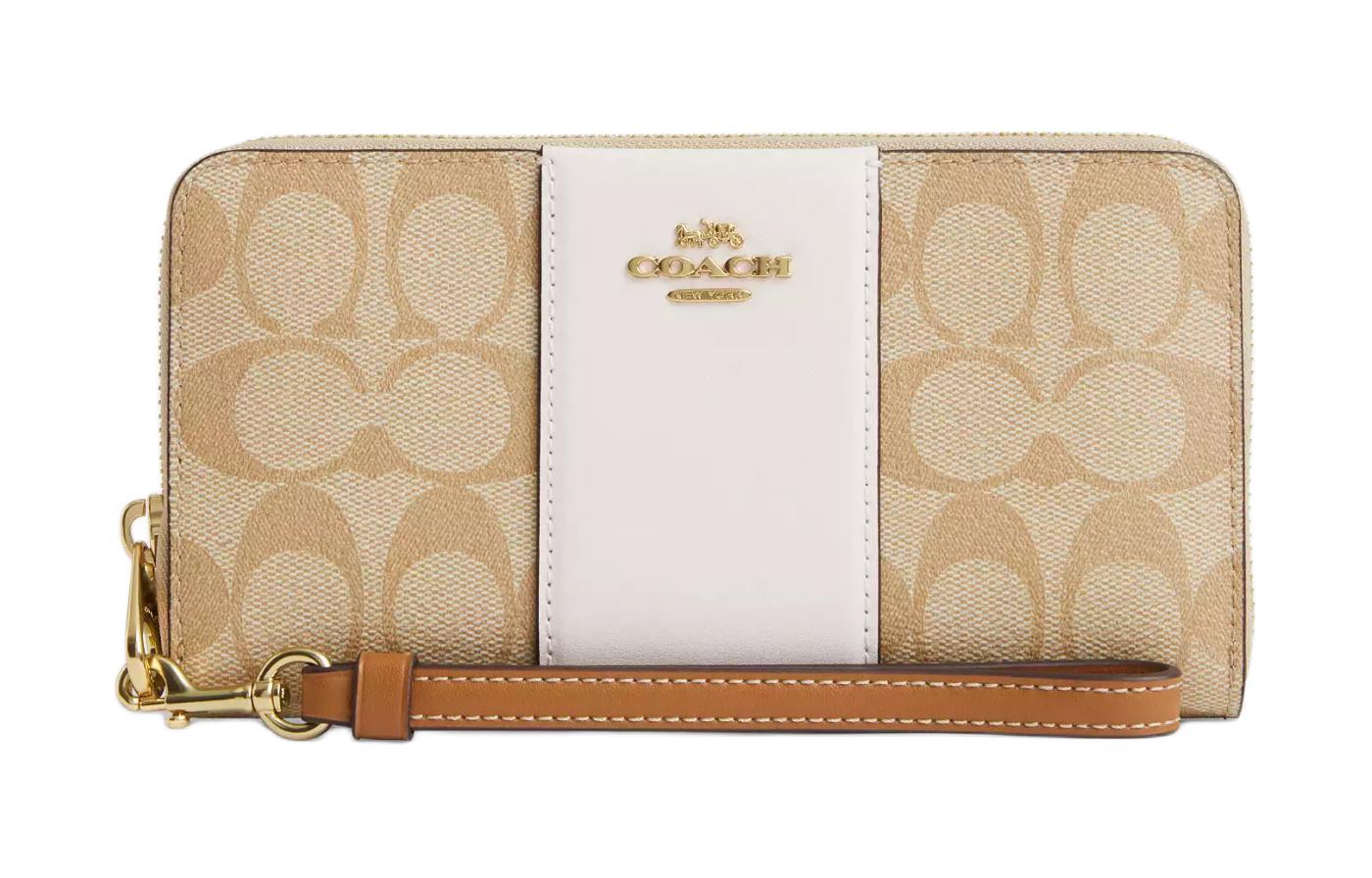 

Кошелек на молнии из холста Trumpets для женщин светло-хаки COACH