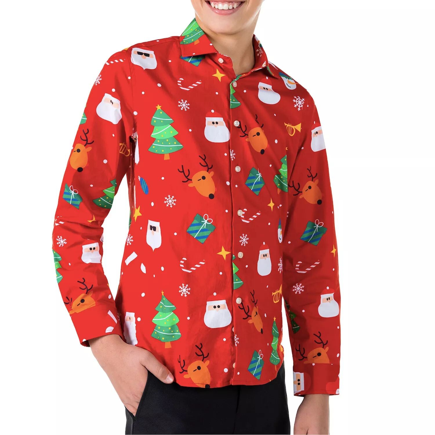 Рубашка на пуговицах OppoSuits Festivity Christmas для мальчиков 2–8 лет OppoSuits, красный — фото 3