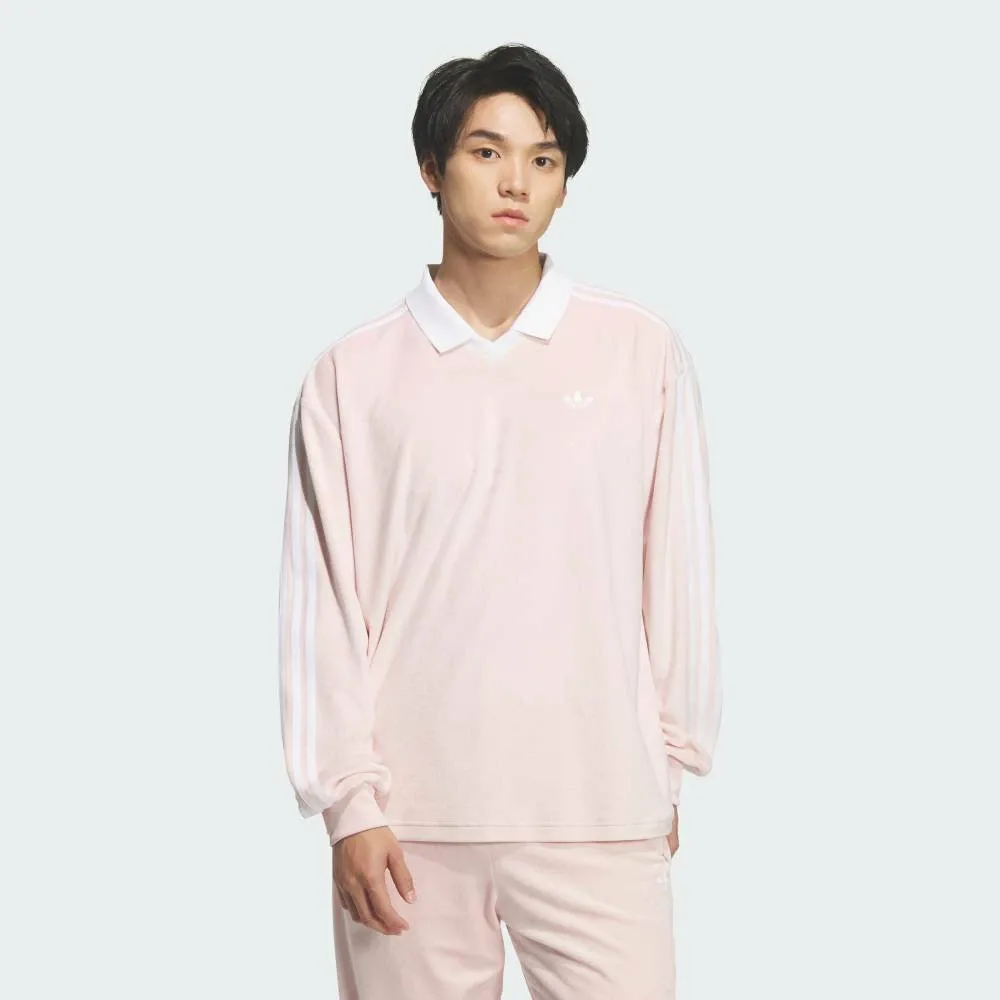 Велюровая рубашка-поло Adidas с длинным рукавом Adidas, pink — фото 3