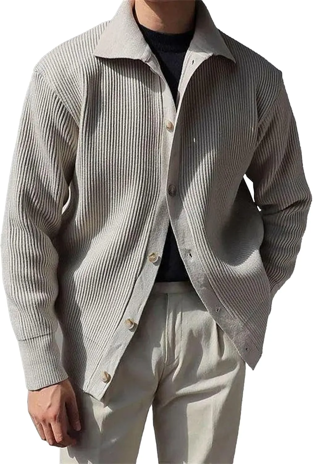 Мужской кардиган с лацканами, Slim Fit, плотная вязка