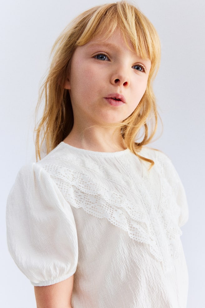 

Блузка из хлопкового кружева H&M, белый