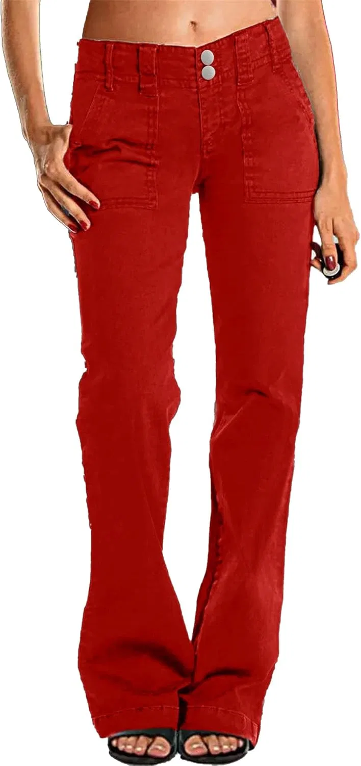 Джинсы широкие, Women, Red