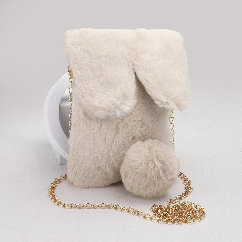 

Сумка-клатч / сумка через плечо из искусственного меха в виде кролика FASHNZFAB, бежевый