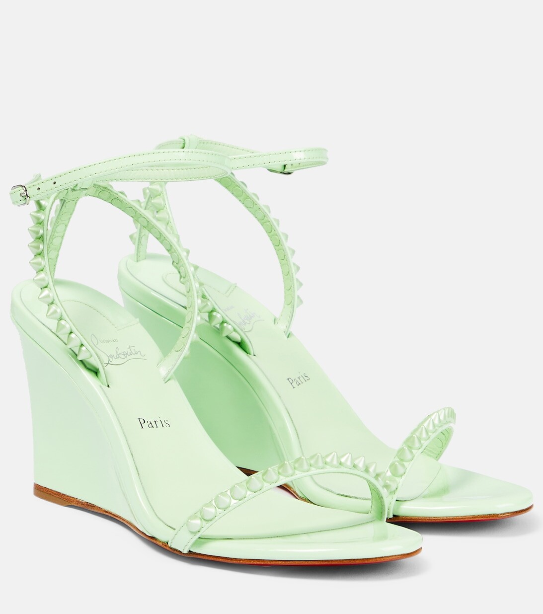 Кожаные босоножки So Me 85 на танкетке Christian Louboutin, зеленый