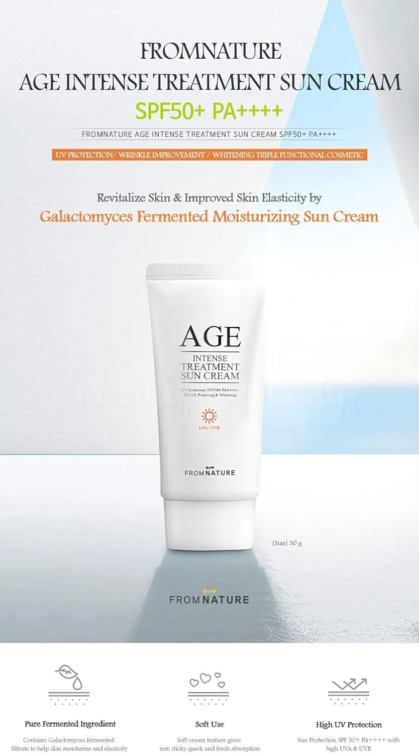 Солнцезащитный крем для лица FROMNATURE Age Intense Reconstruction Suncream SPF 50+ PA+++, 50 г From Nature — фото 2