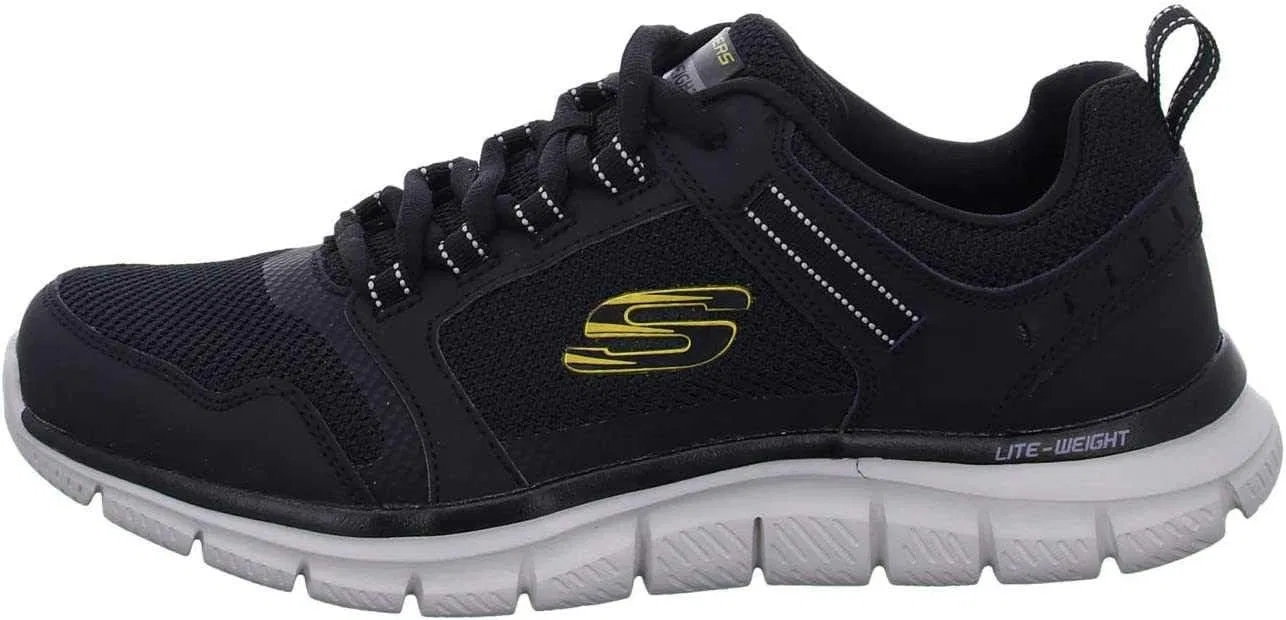 Мужские кроссовки Skechers Burns 52635-bbk, Black Leather Mesh Gold Pu Trim — фото 2