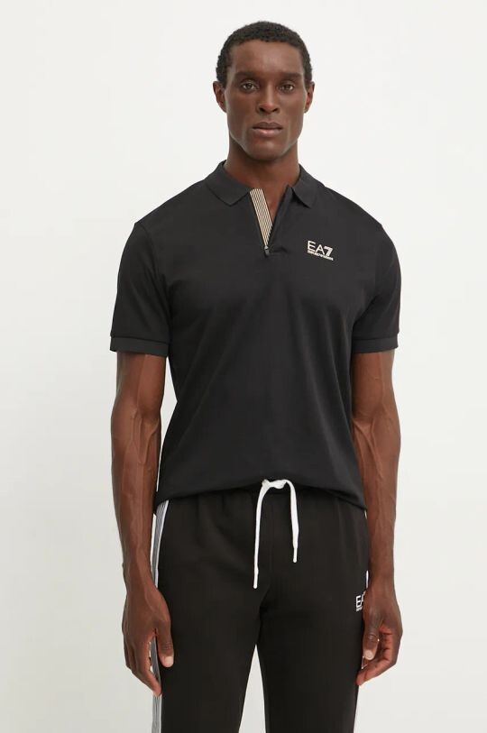 

Хлопковое поло EA7 Emporio Armani, черный