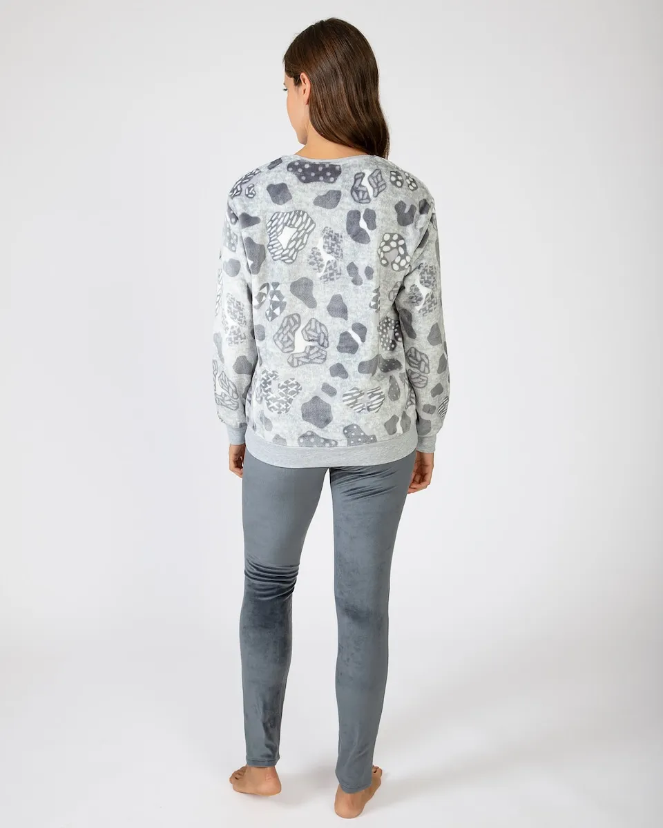 

Женская длинная пижама из микрополара Massana, синий/серый