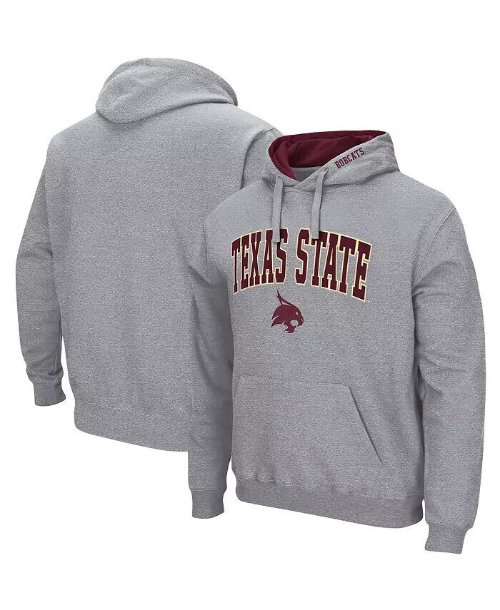 

Мужской серый пуловер с капюшоном Texas State Bobcats Arch и Logo Colosseum