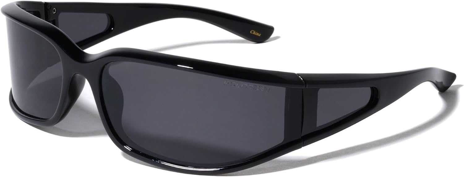 

Поляризованные футуристические солнцезащитные очки с увеличенными боковыми линзами овальной формы, модные, для мужчин и женщин, с защитой от УФ-излучения UV400 Sunglasses Luxe, Black