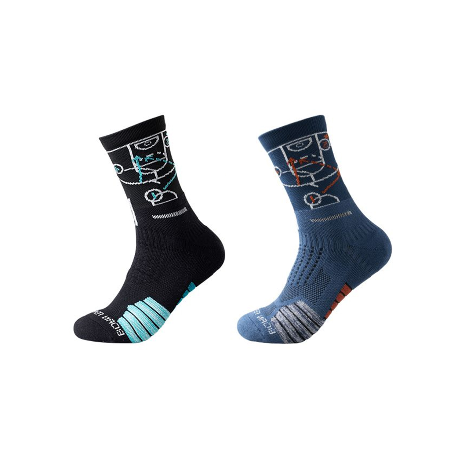 

Мужские баскетбольные носки Combo Set MIANZHUWU, 2 pack (черный зеленый+синий серый)