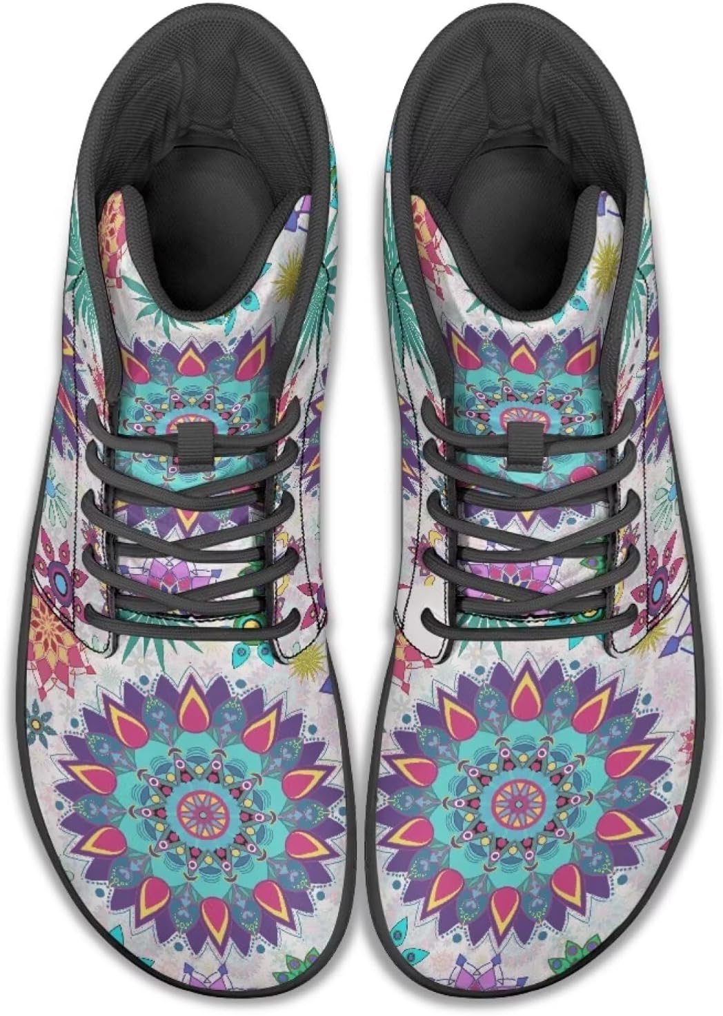 

Высокие кроссовки с мандалой для походов и прогулок, резиновая подошва, минималистичные кроссовки для бега для мужчин, обувь с нулевым перепадом Watdotory, Hippie Mandala Pattern