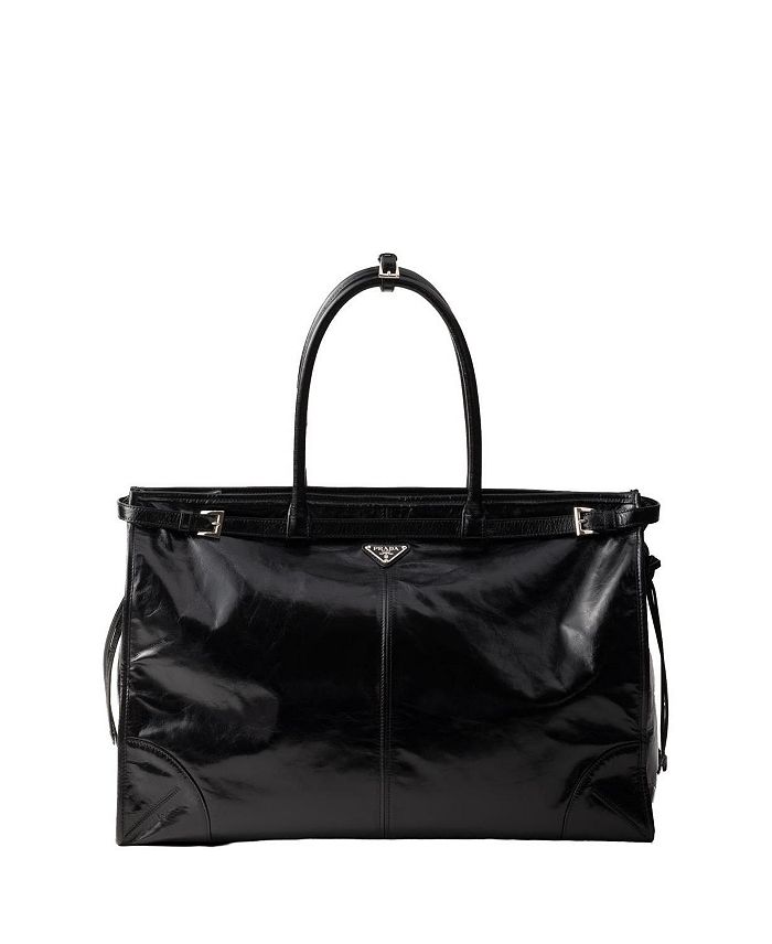 

Кожаная сумка-тоут Prada, черный