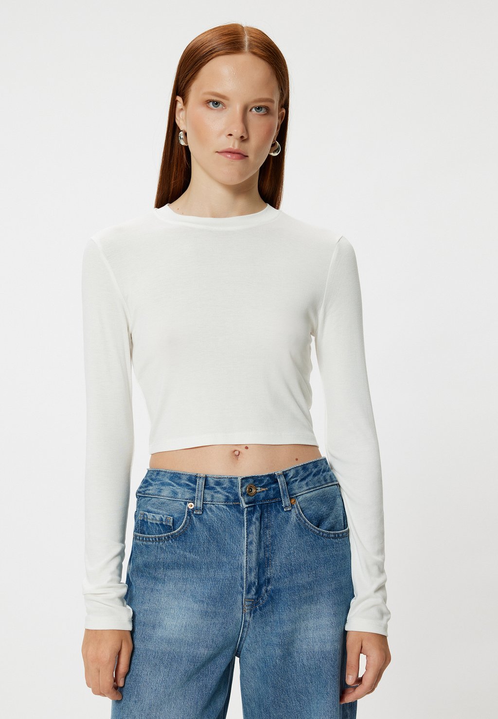 

Топ с длинными рукавами CROP Koton, белый