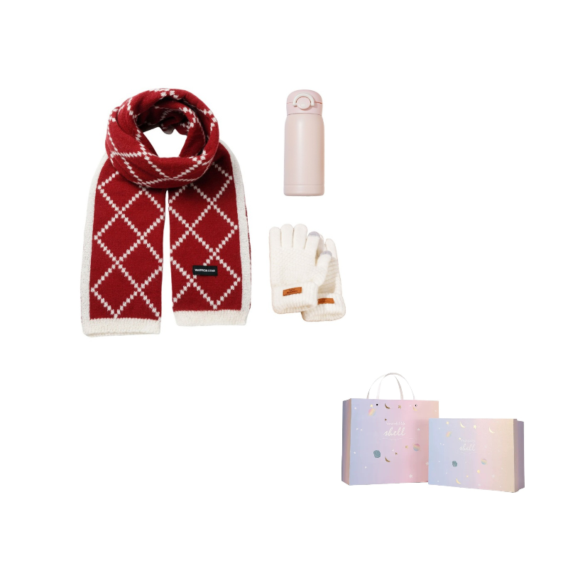 

Акриловый вязаный шарф Women's WARRIOR, heartwarming three-piece set[scarf+glove+insulated cup]