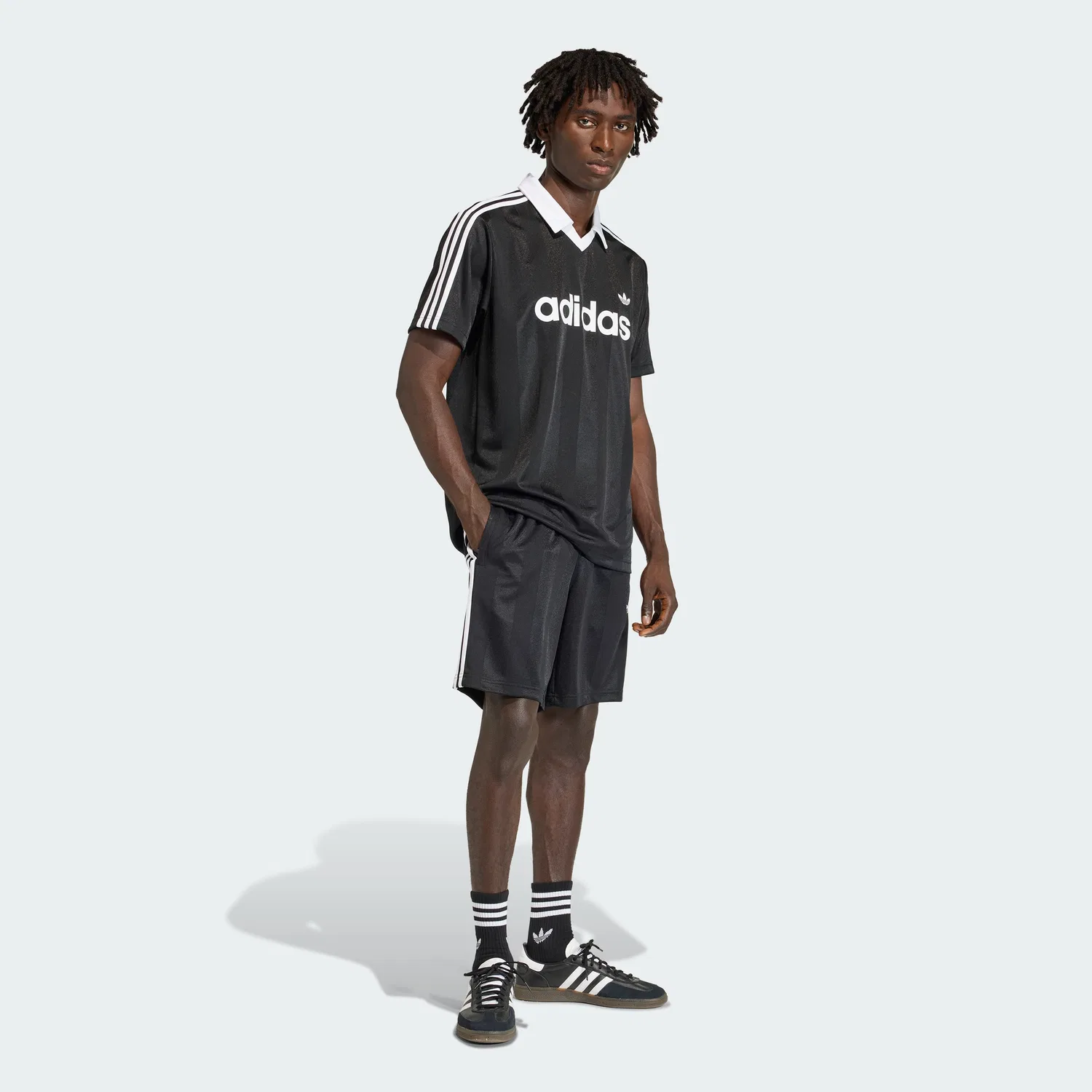 Мужская футболка-поло Adidas Archive Collar Engineered Jersey, чёрная — фото 3