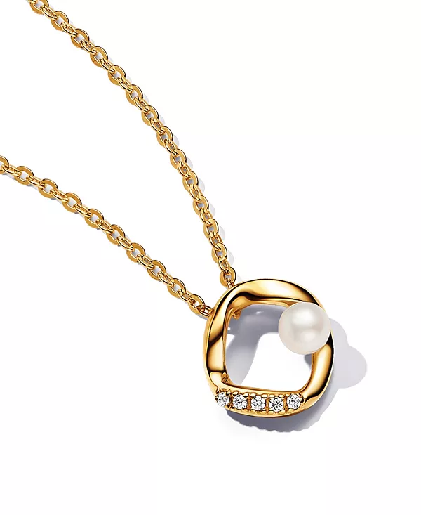 

Ожерелье из искусственного пресноводного жемчуга в форме паве, круг, 17,7 дюйма Pandora, gold