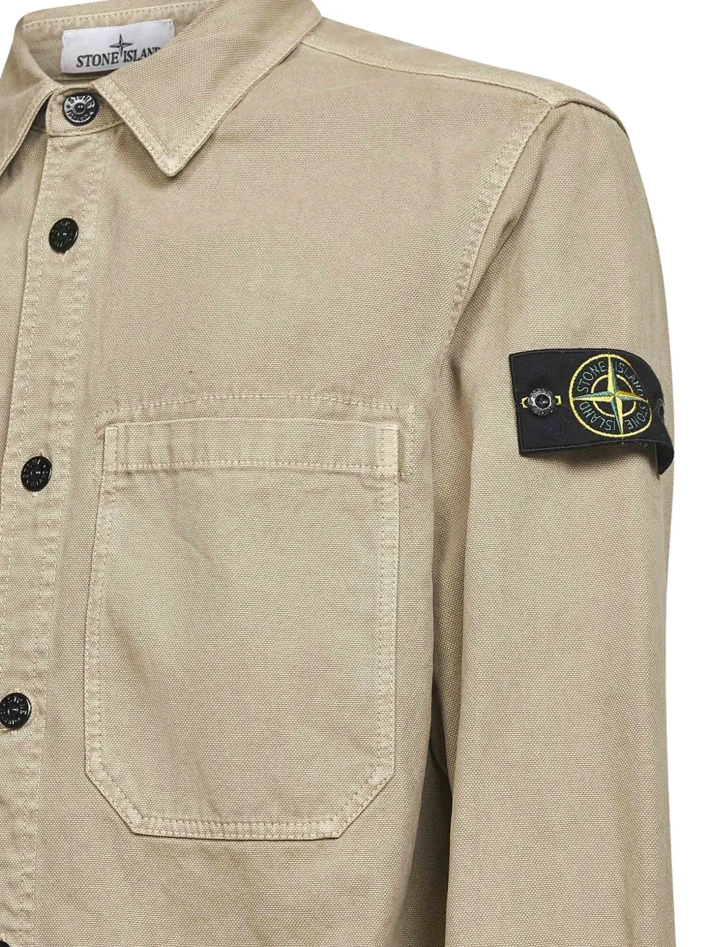 Рубашка с нашивкой и накладными карманами Stone Island, нейтральный — фото 3