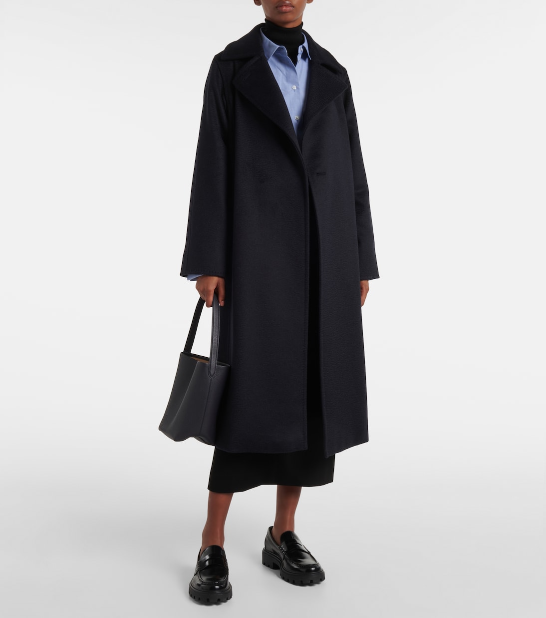 Шерстяное пальто с поясом Manuela Icon Max Mara, Blu Marino — фото 2