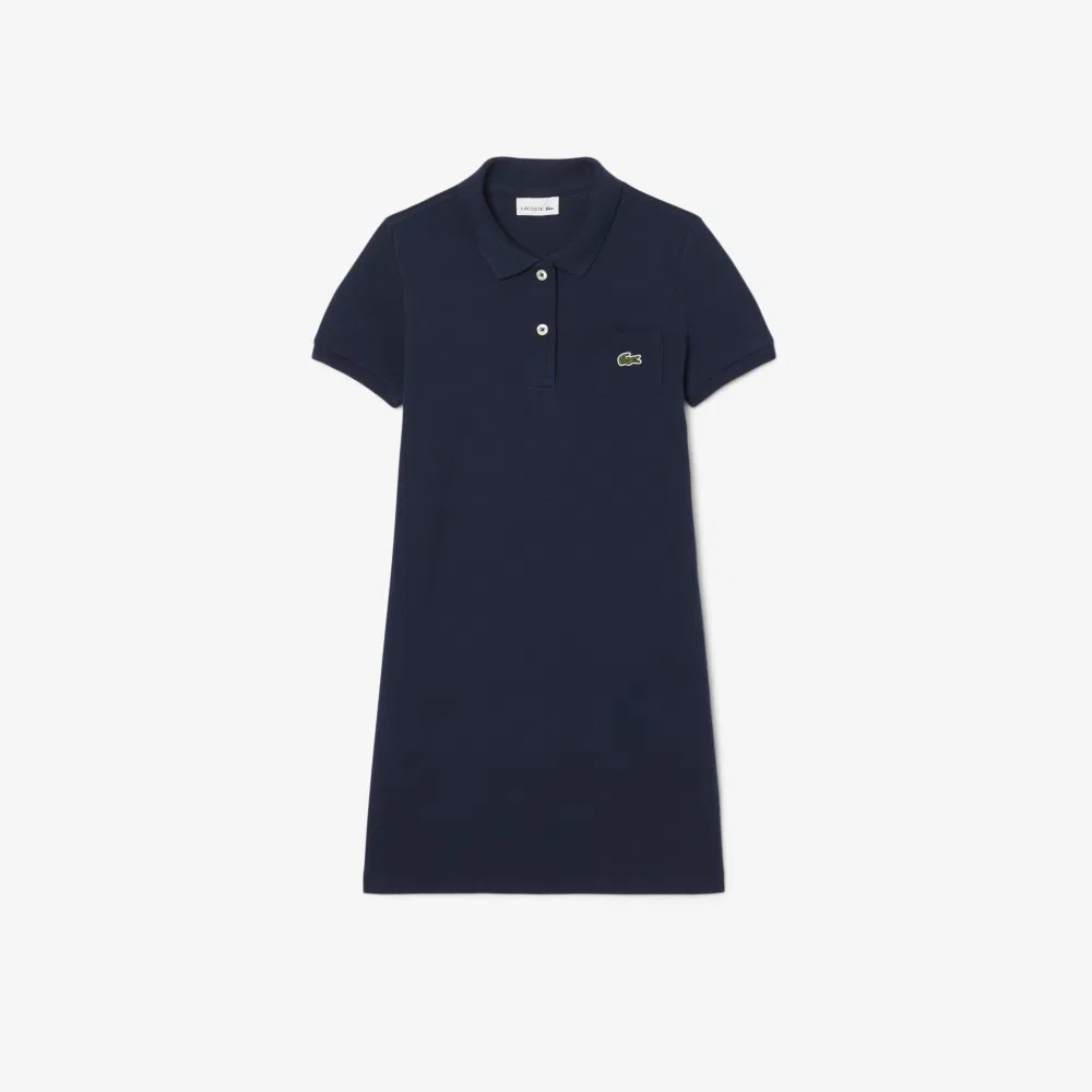 Детское базовое платье-поло тёмно-синее от Lacoste — фото 2