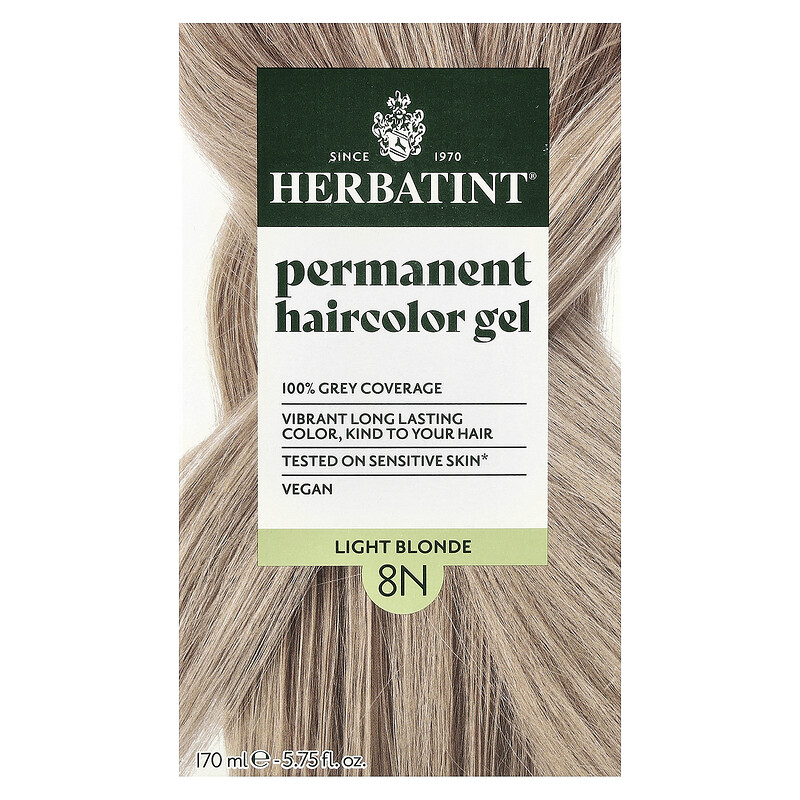 

Herbatint, стойкая гель-краска для волос, 8N, светлый блонд, 135 мл (4,56 жидк. унции)