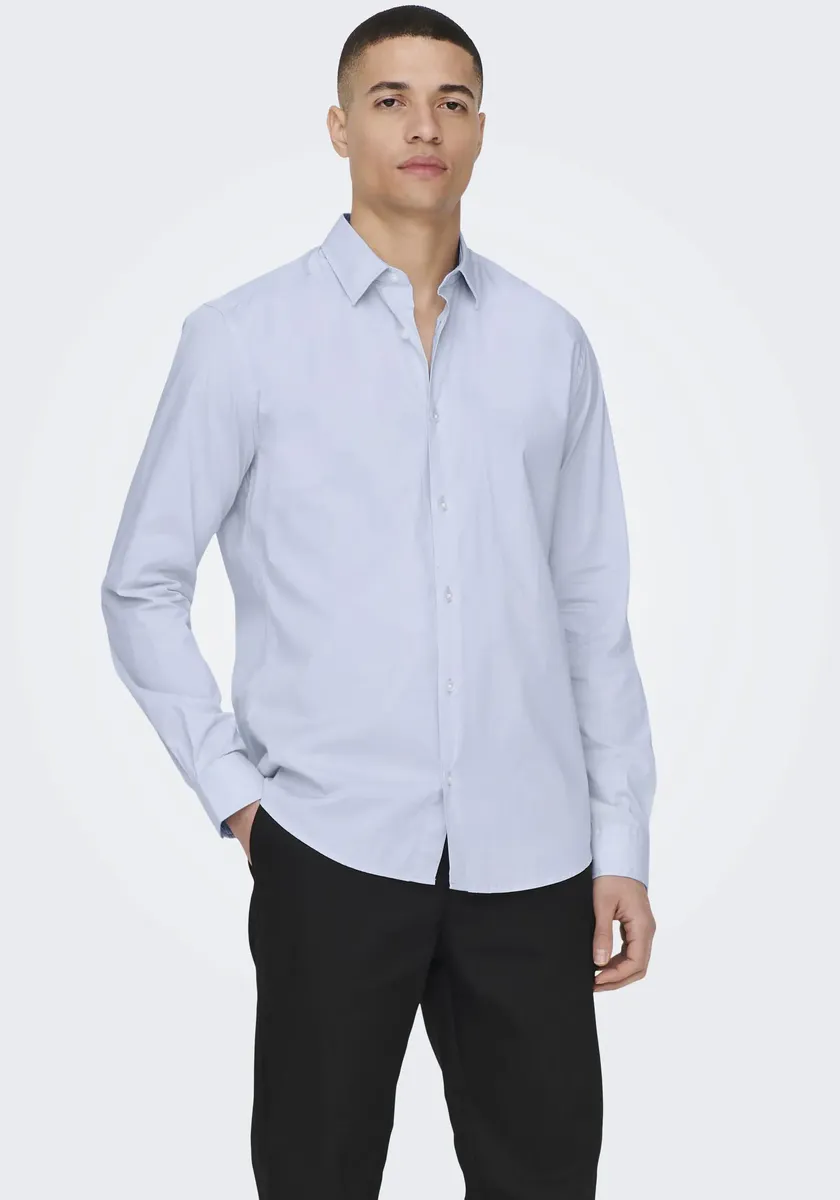 

Рубашка ONLY & SONS с длинными рукавами "ONSANDY SLIM EASY IRON POPLIN SHIRT", синий