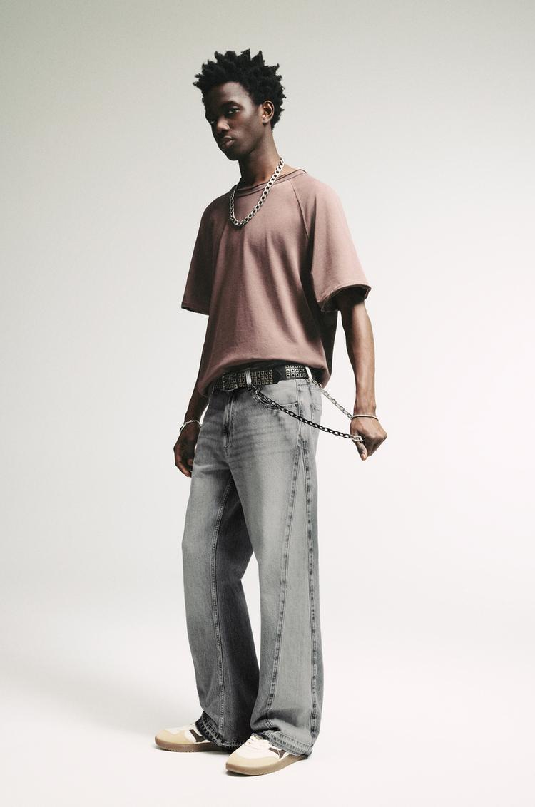 

Свободные расклешенные джинсы Pull And Bear, серый