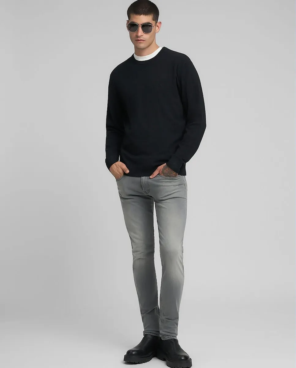 

Мужской свитер с длинными рукавами и круглым вырезом Replay, черный