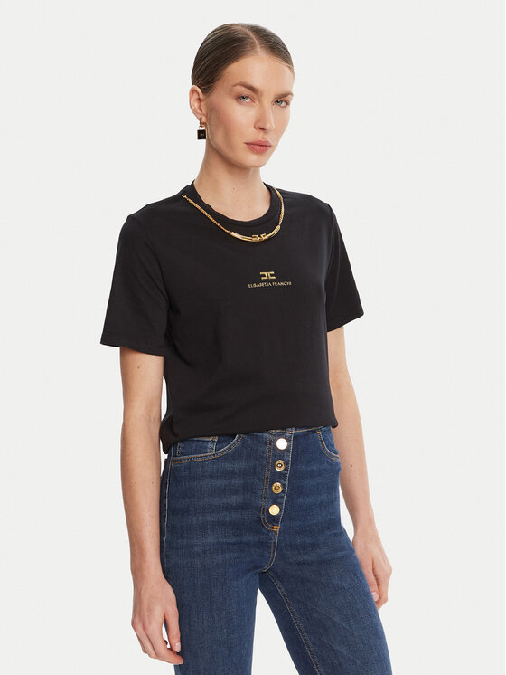 

Футболка regular fit MA-028-56E2-V240 Elisabetta Franchi, чёрный