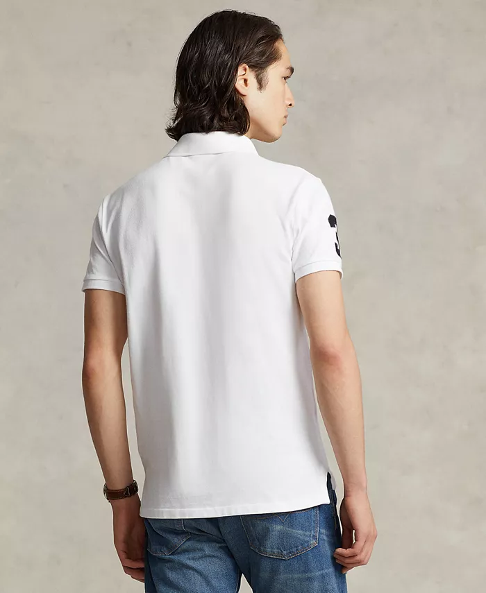 Мужская поло Big Pony Custom Slim Fit с сетчатой тканью Polo Ralph Lauren, белый — фото 2